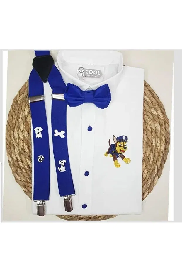 Детская рубашка для мальчиков с принтом Concept suspender bow tie shirt Cool Partyshop, Sax
