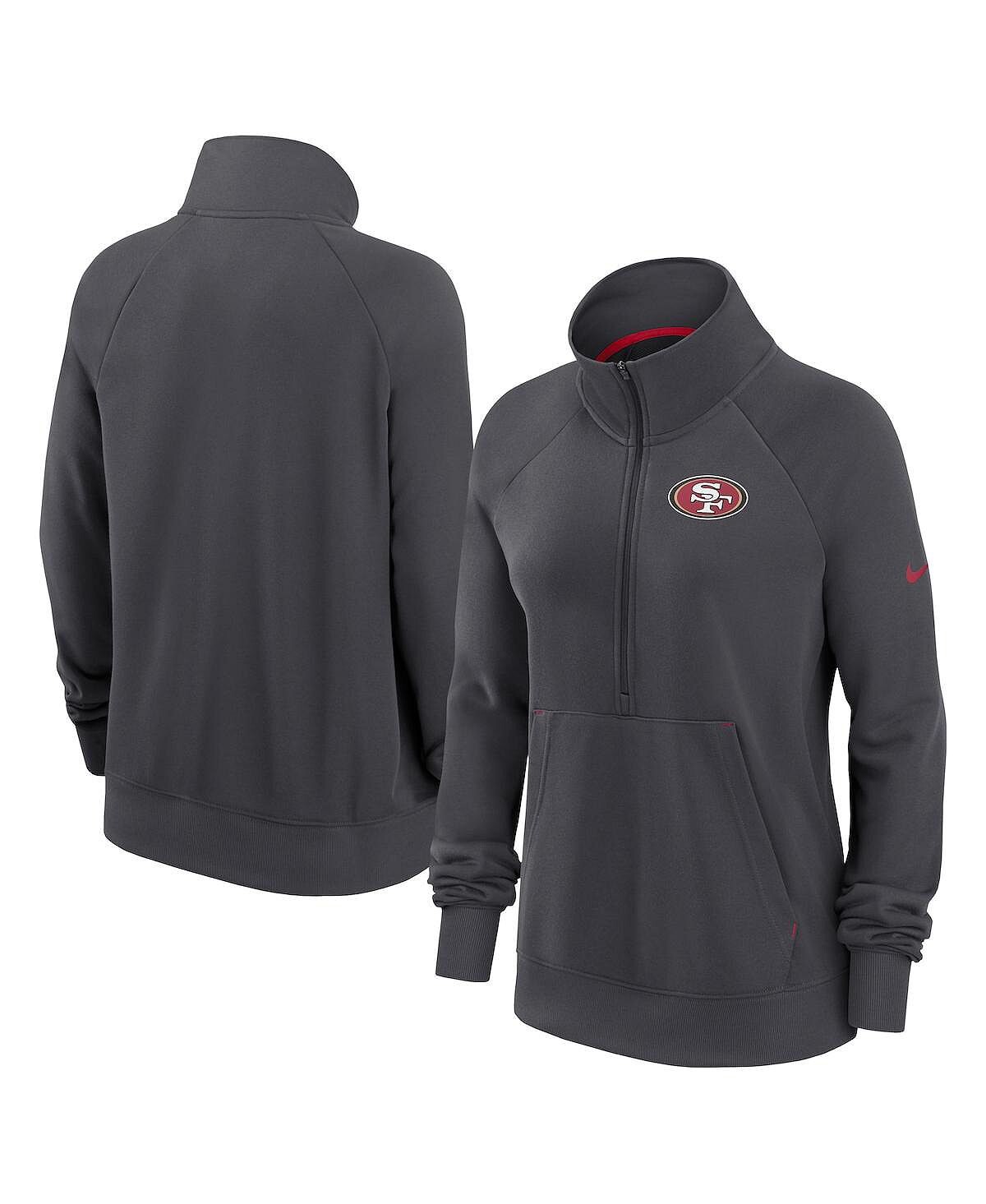 

Женская темно-серая толстовка san francisco 49ers premium raglan performance с молнией до половины Nike, мульти