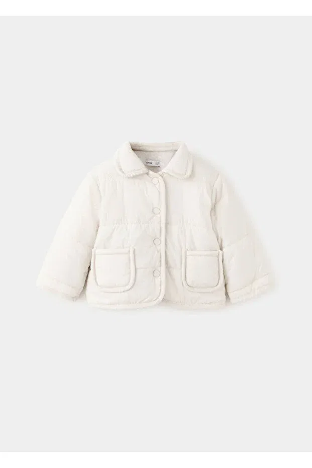 Детское пальто для девочек стеганое Mango Baby, Off White