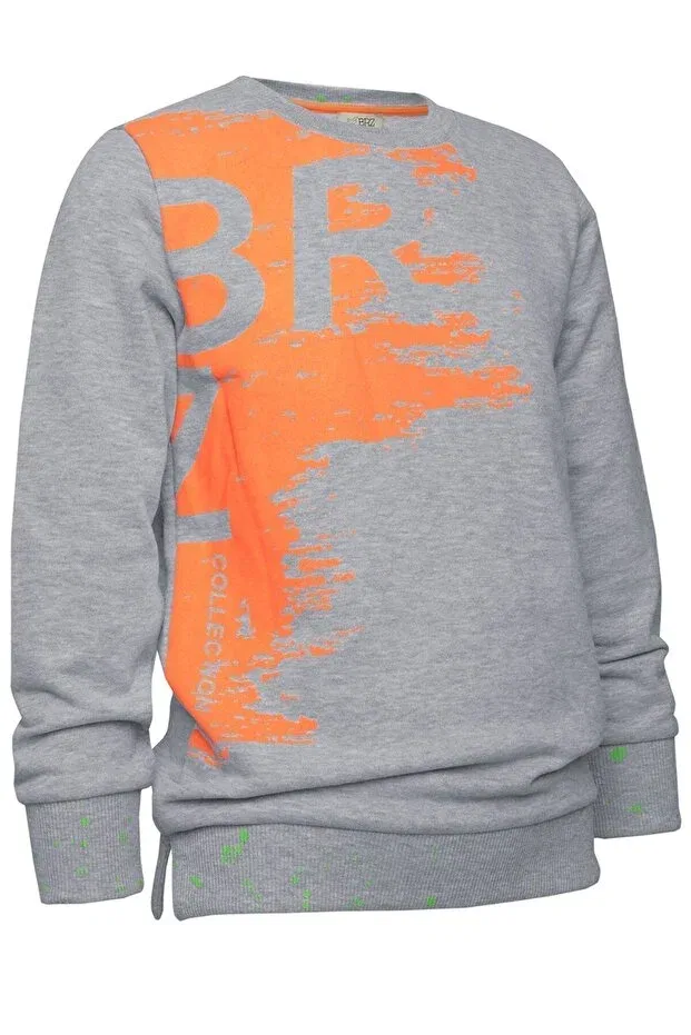 Детские свитшот для мальчиков с принтом Neon Printed Boy's Sweatshirt Brz Kids, Gray — фото 2
