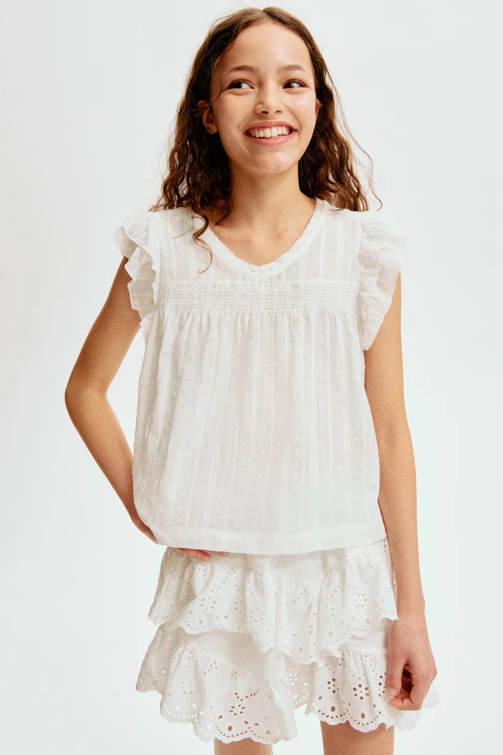 Хлопковая юбка с английской вышивкой H&M, Weiß