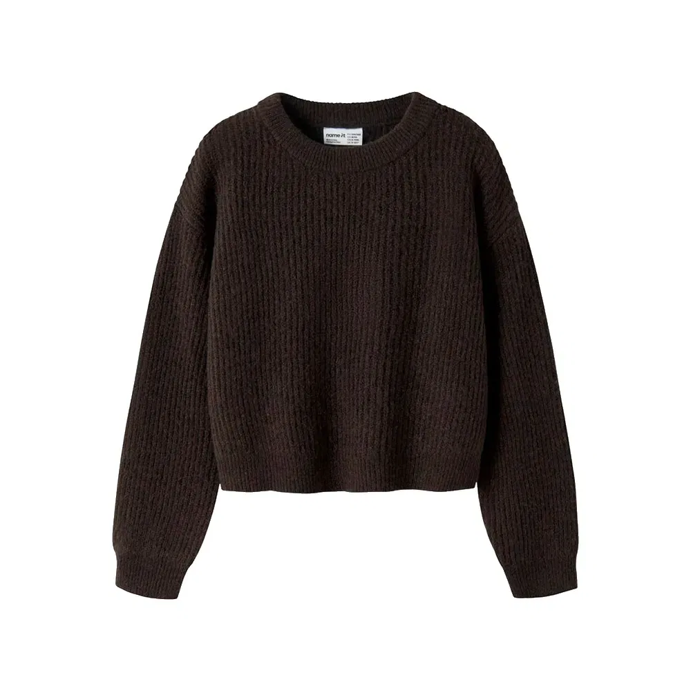 Детский свитер для девочек с круглым вырезом Holly Boxy Knit Name it, Brown