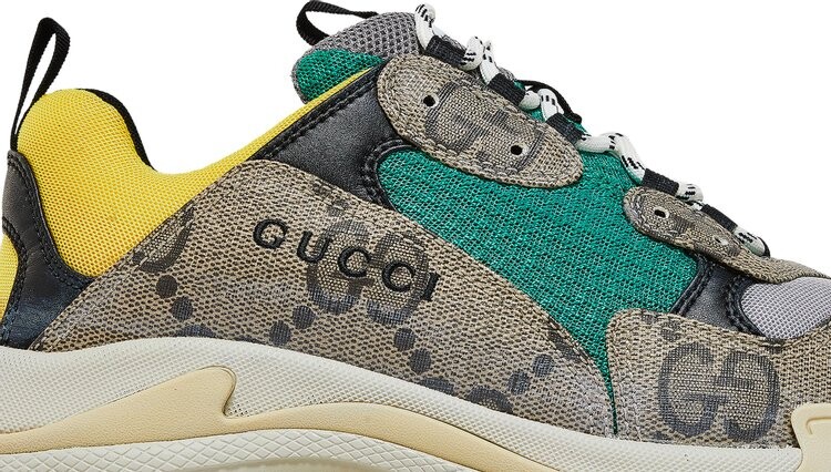 Кроссовки Gucci x Balenciaga Triple S The Hacker Project - Beige Yellow, коричневый — фото 3