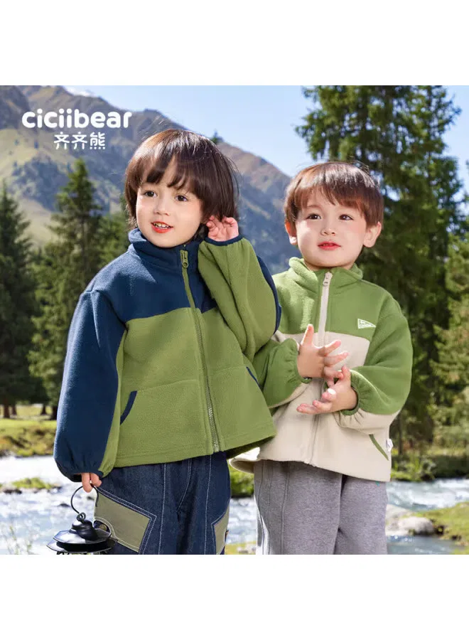 Ciciibear Куртка детская утепленная из флиса с плюшем, зеленый — фото 2