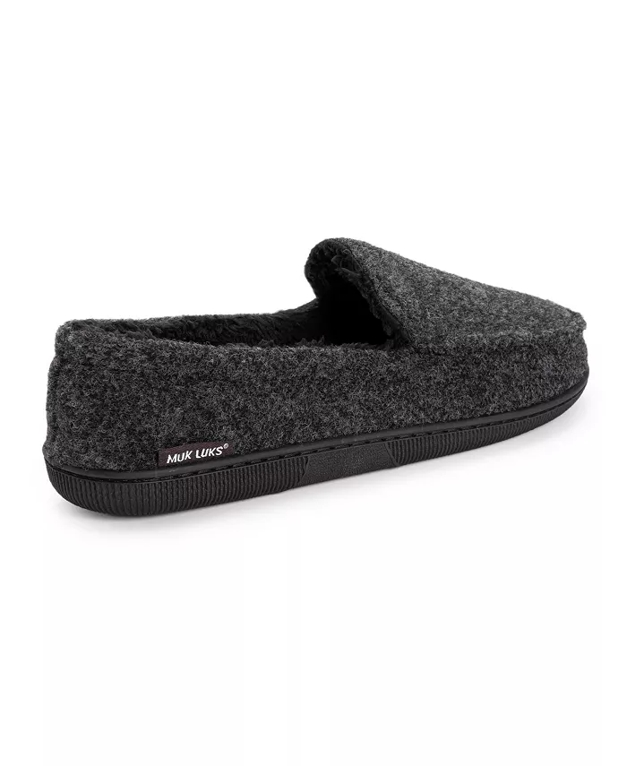 Мужские мокасины-тапочки из искусственной шерсти MUK LUKS, черный — фото 2
