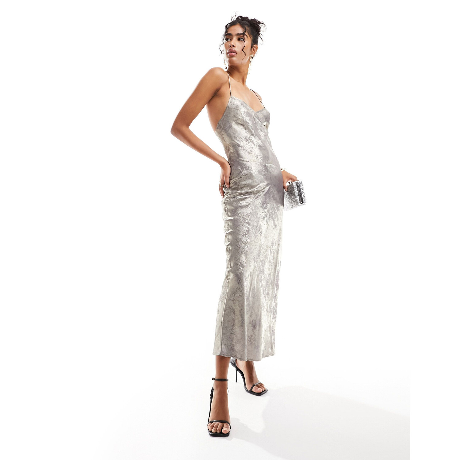 

Платье-комбинация Miss Selfridge Metallic, серебристый