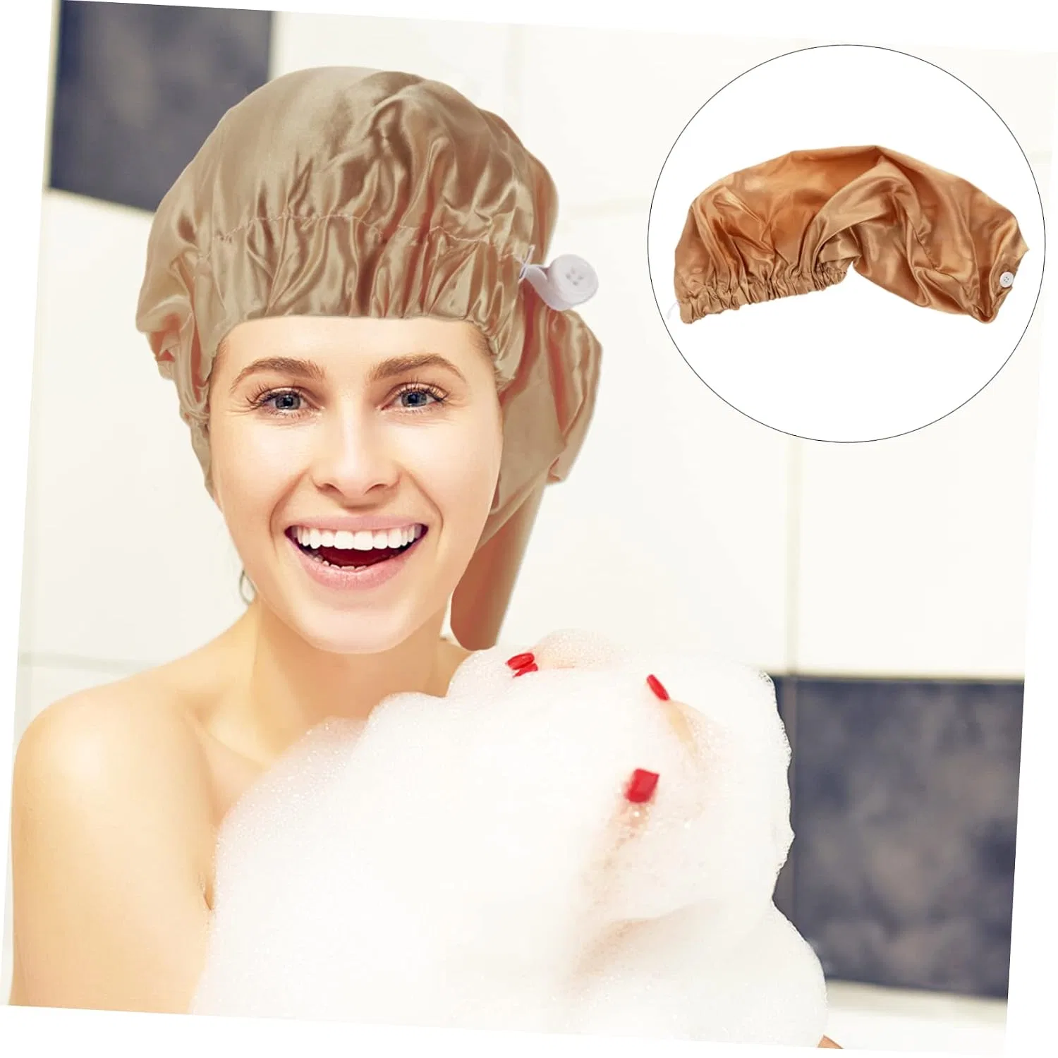 Шапочка для душа Satin Sleep Cap, FOMIYES, 2 шт, 62x28 см, как на картинке — фото 2