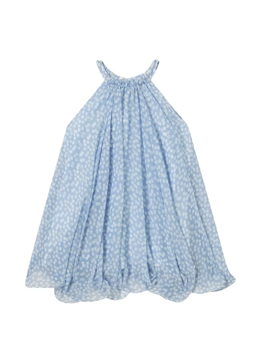 Платье с цветочным принтом и лямкой через шею Stella McCartney Kids, синий