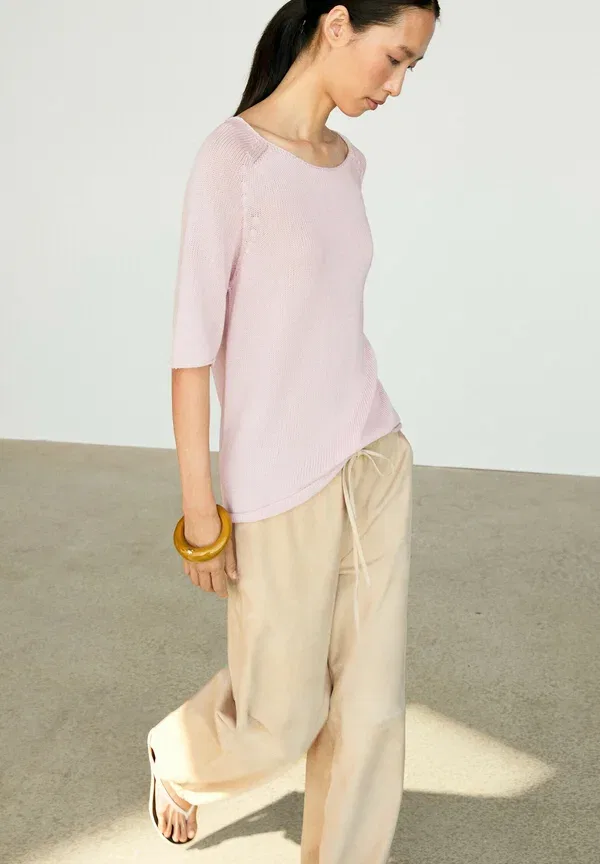 Футболка хлопковая Print t-shirt, Massimo Dutti, Pink, розовый — фото 3