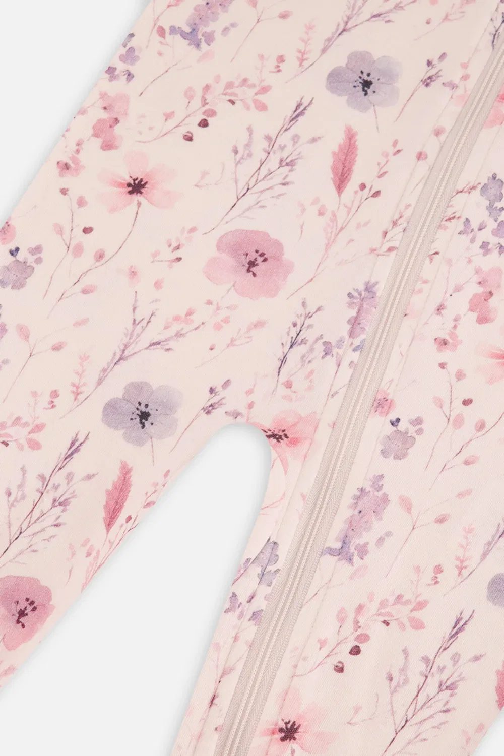 Детский комбинезон-пижама на молнии с цветочным принтом Deux par Deux, Pink Printed Flowers — фото 3