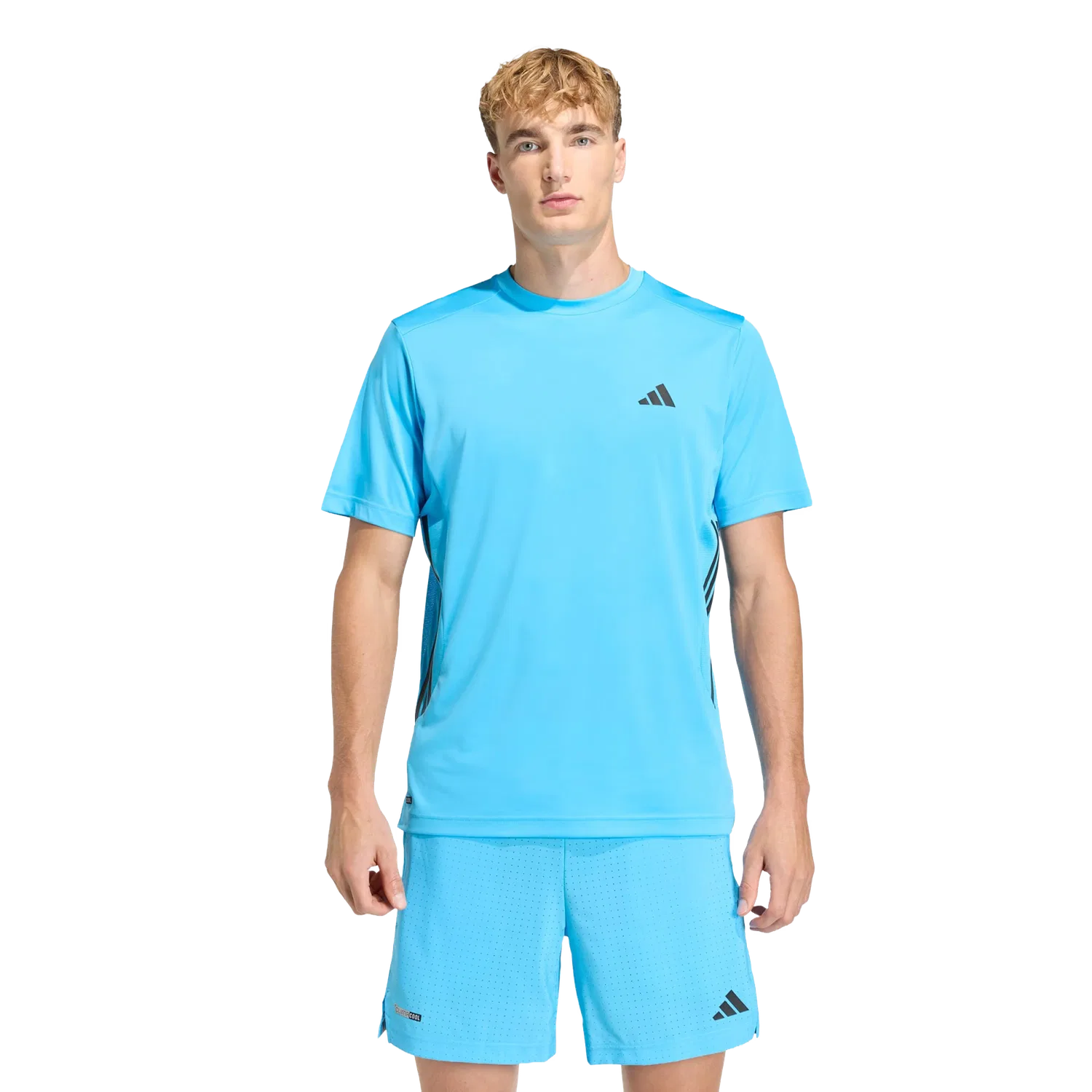 Мужская спортивная футболка с тремя полосками Adidas, синий — фото 2