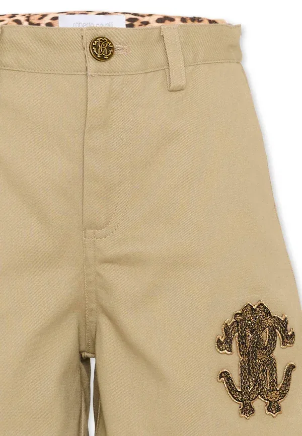 Шорты с вышивкой Shorts Roberto Cavalli Junior, Beige, бежевый — фото 3