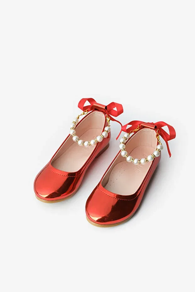 Детские туфли для девочек с жемчугом Le Mabelle, Red