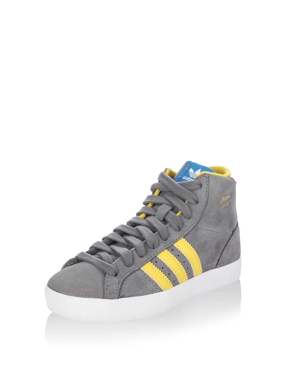 Детские кроссовки для мальчиков с полосками Basketball Profi K Adidas, Grey Yellow