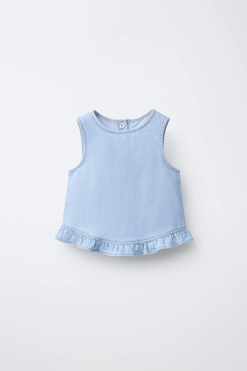 Джинсовый топ с оборками ZARA, Light Blue