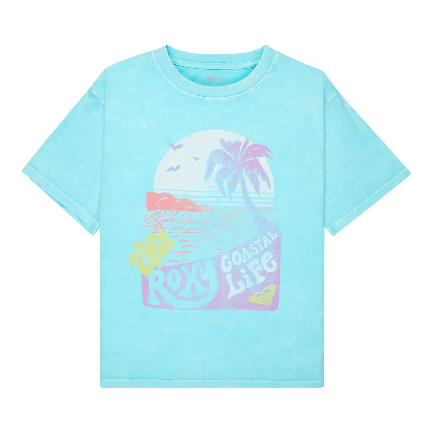 Детская футболка с принтом Eveoversize Washed Roxy, Azul Claro