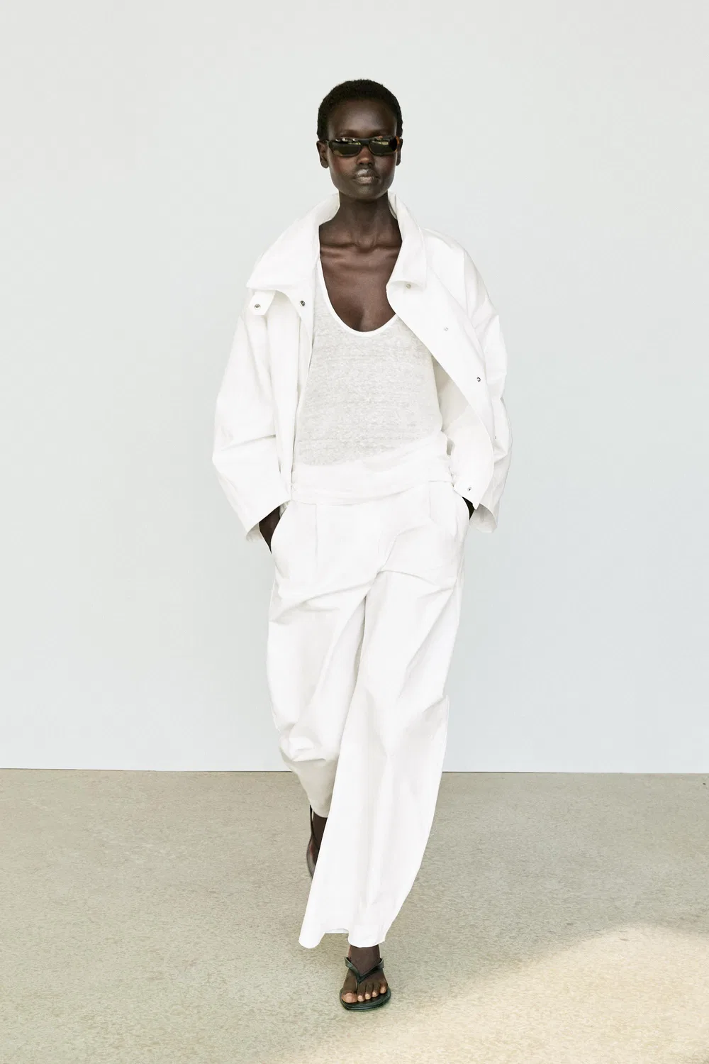 Брюки Massimo Dutti, свободные, белый