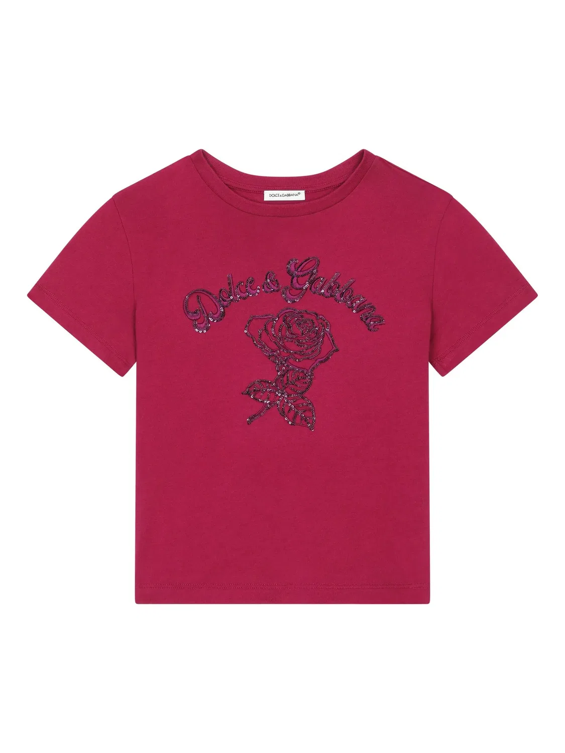 Футболка с логотипом и пайетками Dolce & Gabbana, красный