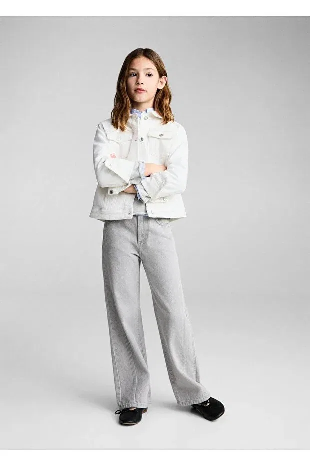 Детская куртка для девочек джинсовое Mango Kids, White — фото 2