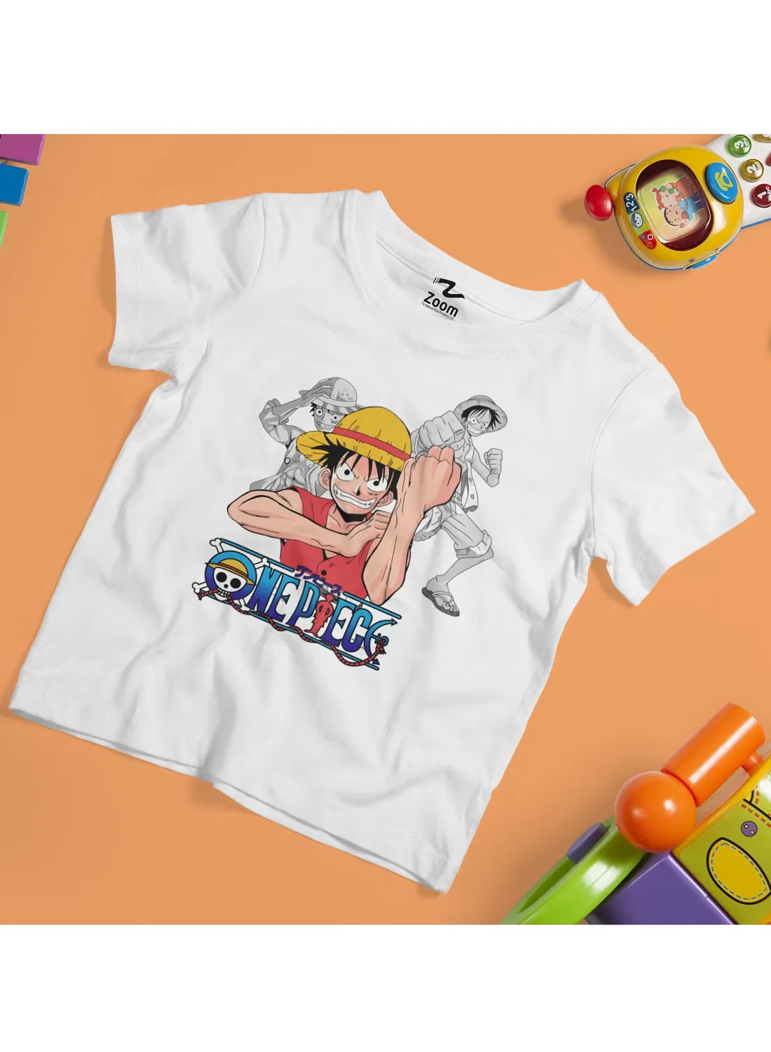 Футболка с принтом Captain Luffy King of the Pirates One Piece Zoom, белый