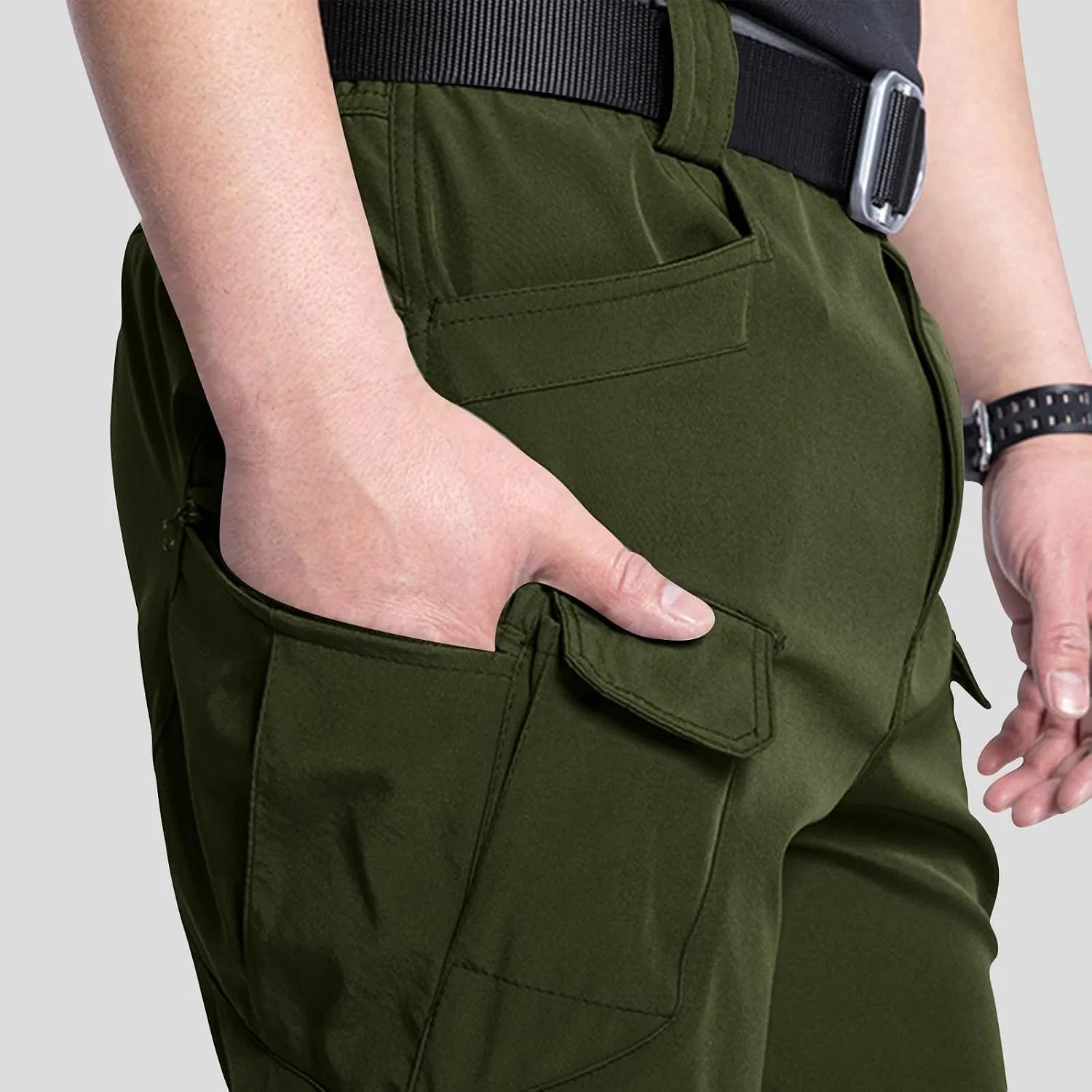 Мужские утепленные тактические штаны-карго с флисом, Multi Pockets, армейский зелёный — фото 3
