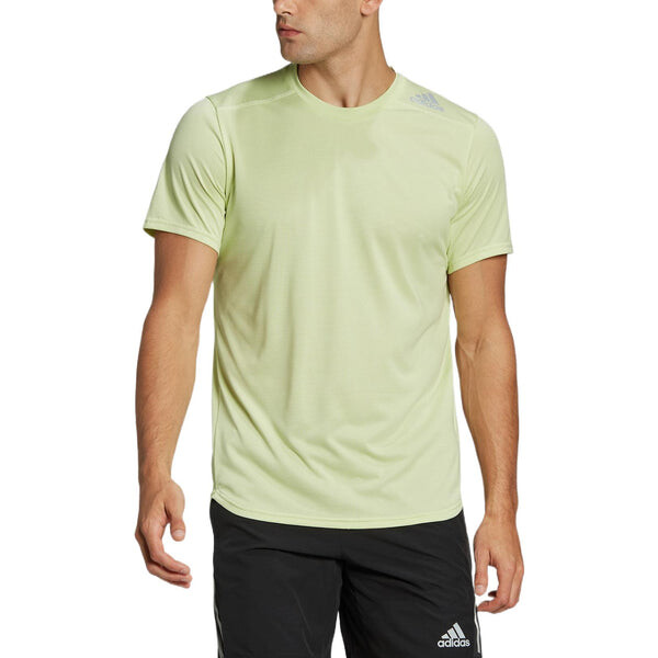 Футболка Men's adidas Solid Color Logo Sports Round Neck Short Sleeve Acid Green T-Shirt, мультиколор — фото 3