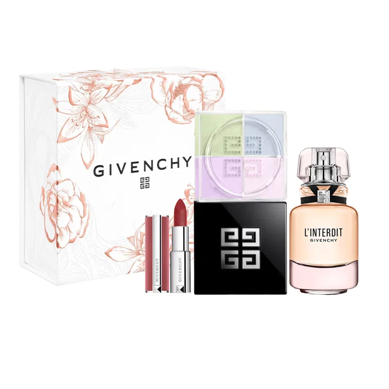 Женский парфюмерный набор Givenchy Heartbeat Beloved, с бальзамом для губ, духами и пудрой, Givenchy, Black