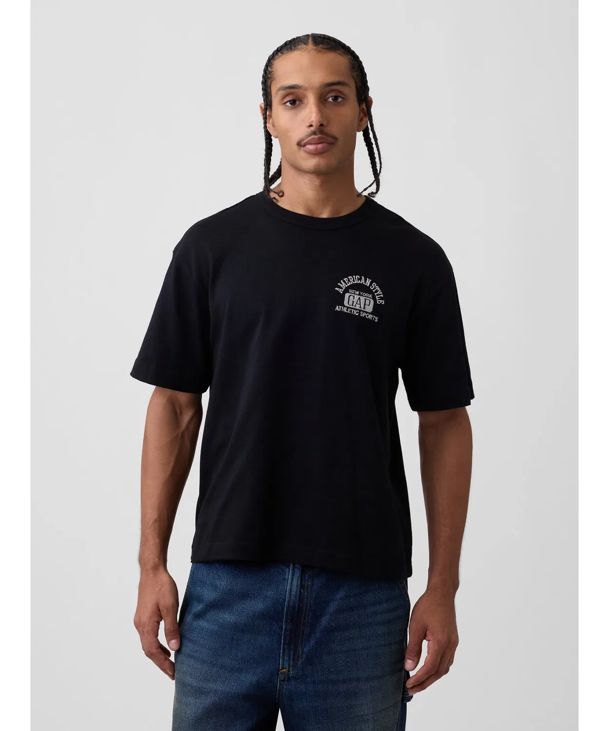 Женская футболка с длинным рукавомс принтом GAP Logo Relaxed Fit, белая — фото 4
