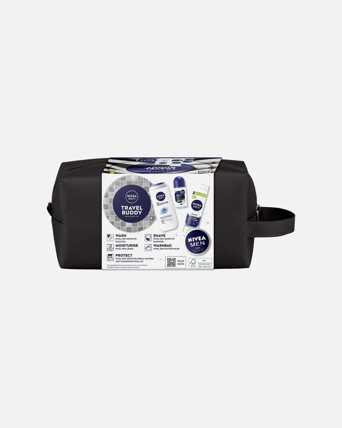 Подарочный набор для ухода за телом Nivea Men Travel Buddy, Gesichtspflege Creme 75 Ml + Deo Spray 150 Ml + Duschgel 250 Ml — фото 2