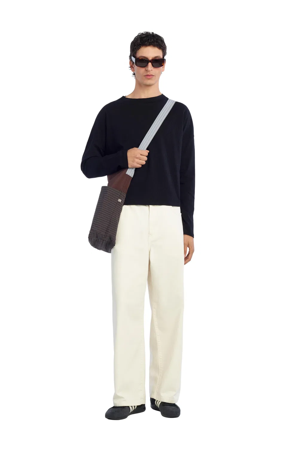 Укороченная футболка с длинным рукавом ZARA, Black