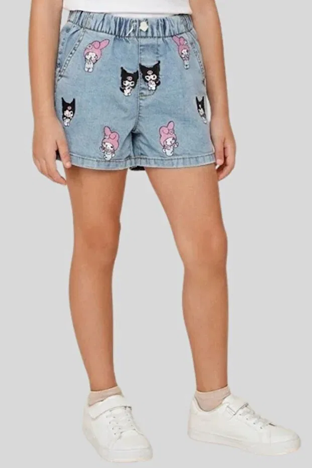 Детские шорты для девочек с принтом Melody Ww Waka Waka Kids Store, Light Blue
