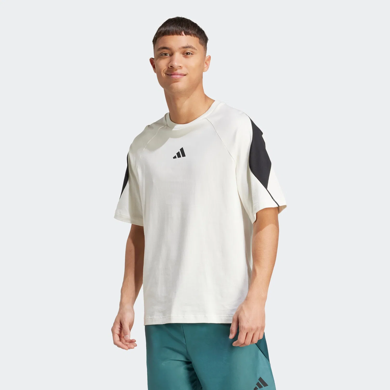 Детская футболка с принтом 3-Bar Logo Adidas Sportswear, Off White/Black — фото 2