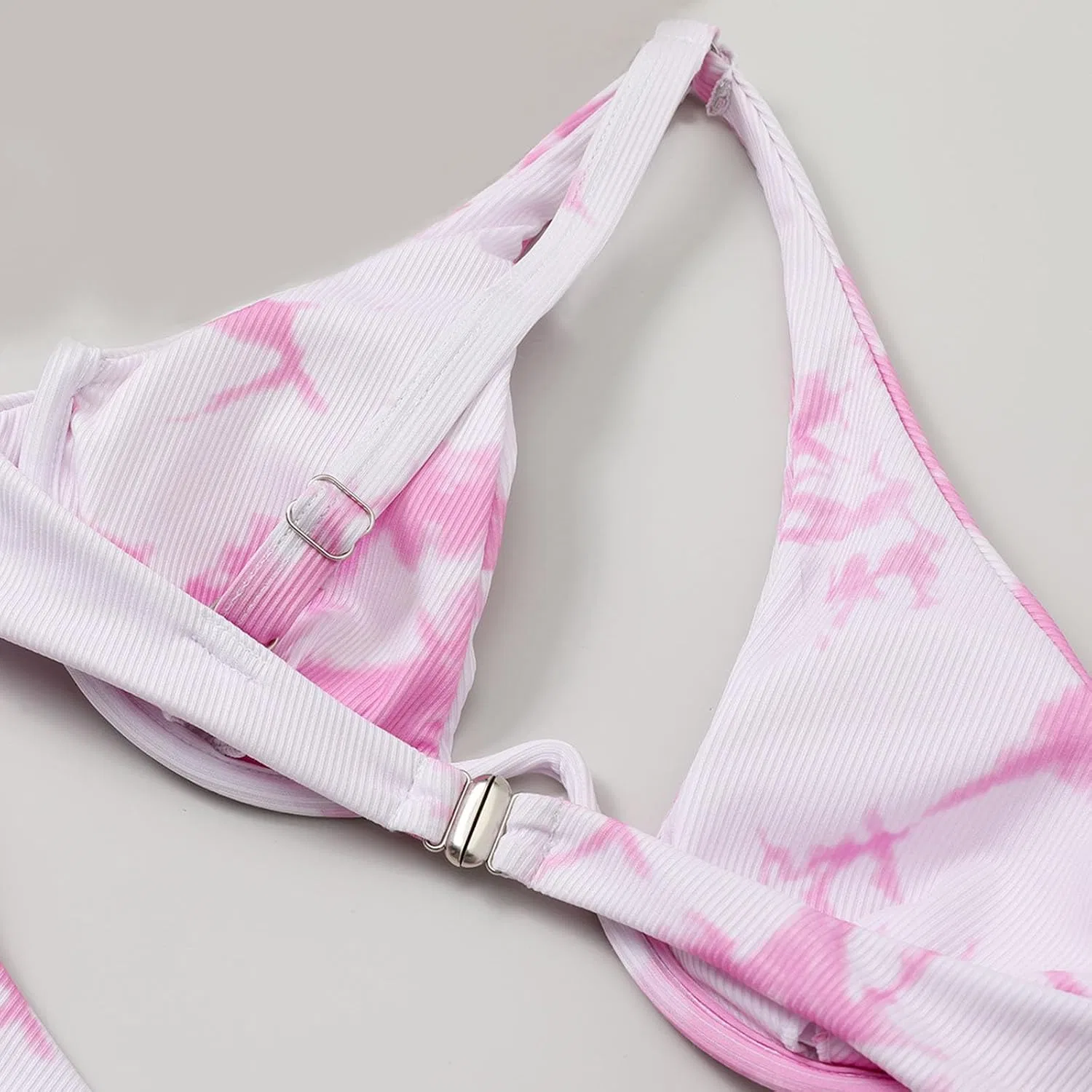 Женский бикини-комплект с одним плечом, вырезами, Pink — фото 2
