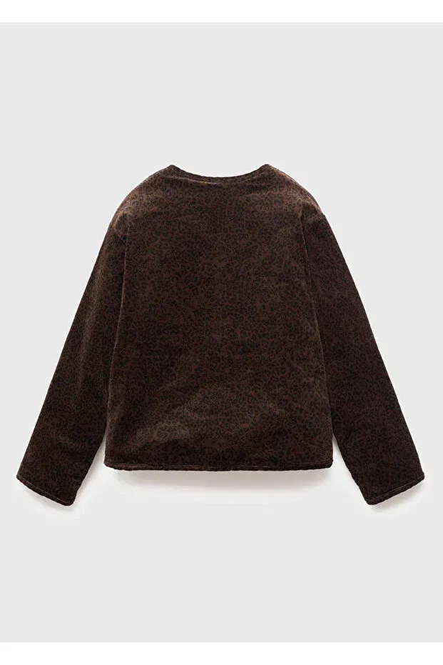 Детское пальто-бомбер для девочек с принтом Leopard Print Bomber Jacket Mango Kids, Brown — фото 2