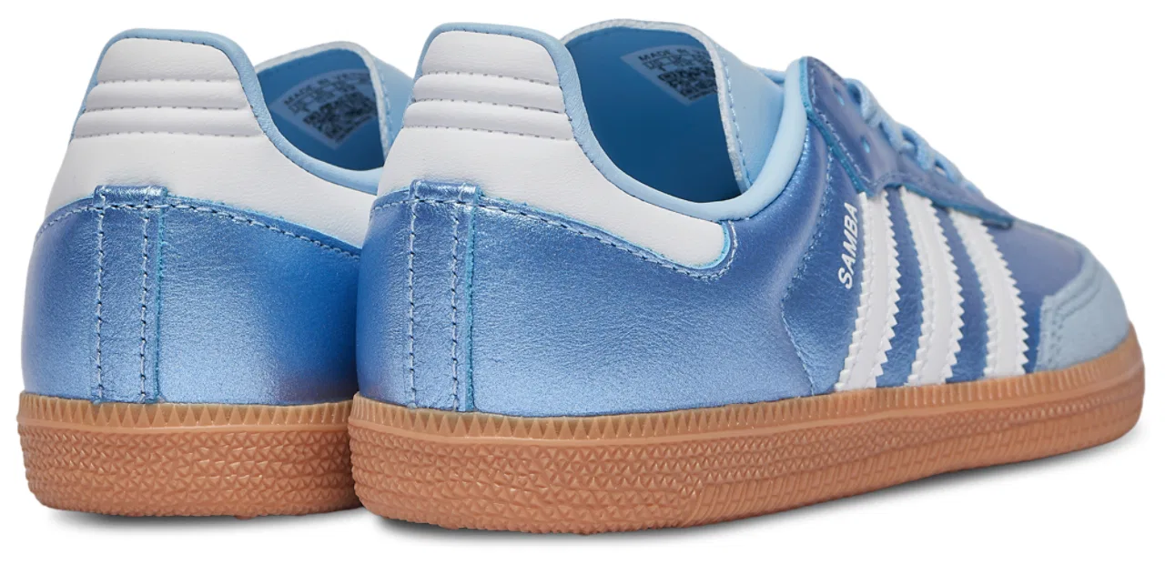 Детские кроссовки для девочек Samba adidas, Footwear White Metallic Blue — фото 3