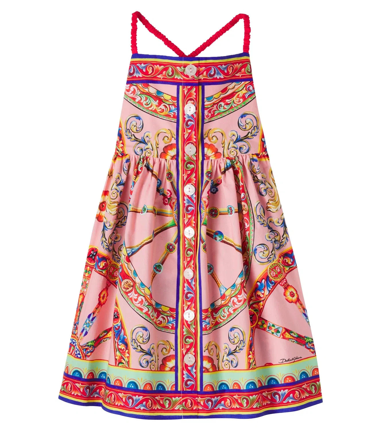 Платье хлопковое с принтом Dolce&Gabbana Kids, розовый