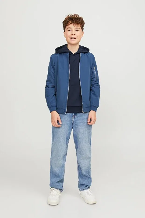 Детское худи для девочек с принтом Jjebradley Jack & Jones, Navy Blue — фото 3