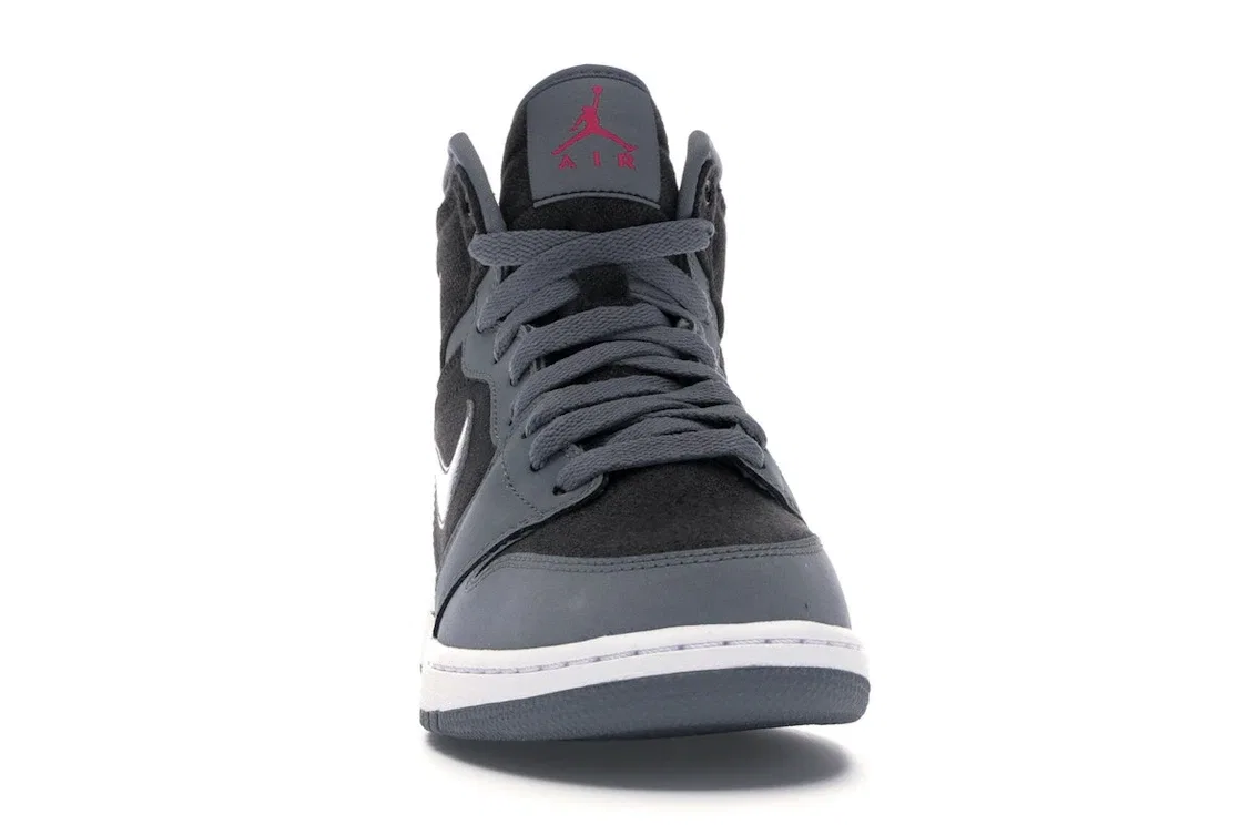 Детские кроссовки высокие Cool Grey Vivid Pink Jordan 1 Retro High Jordan, Cool Grey/Vivid Pink-Black — фото 2