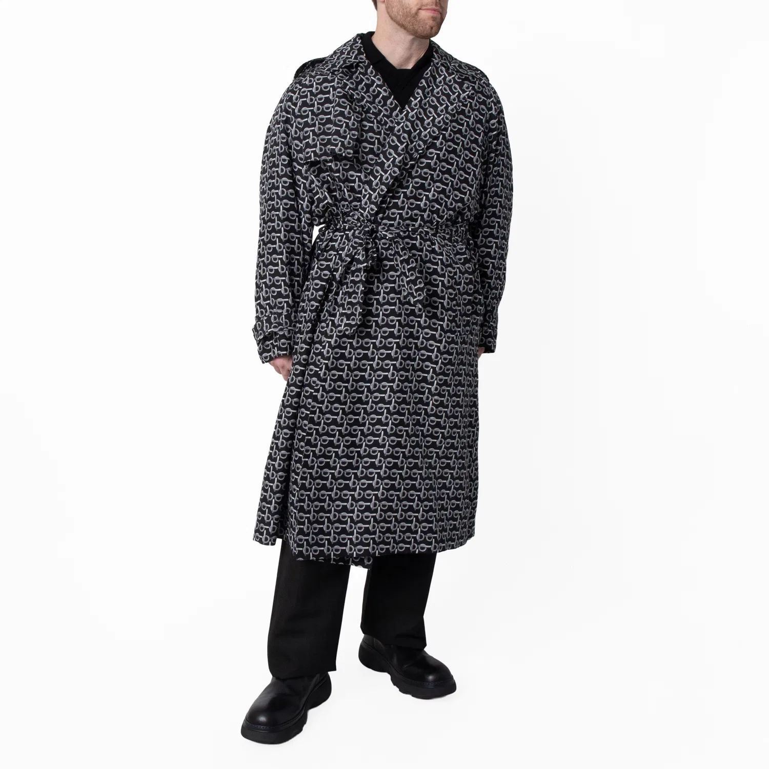 Плащ из шёлка с поясом Long Silk Belted Trench Coat Burberry, Silver/Black