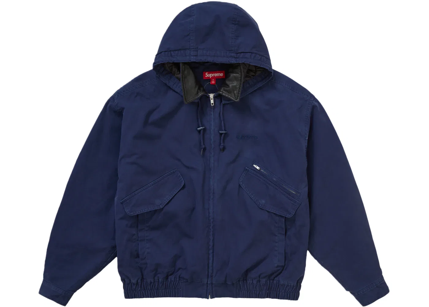 Мужская куртка-утилити с кожаным воротником Supreme FW24, Navy — фото 3