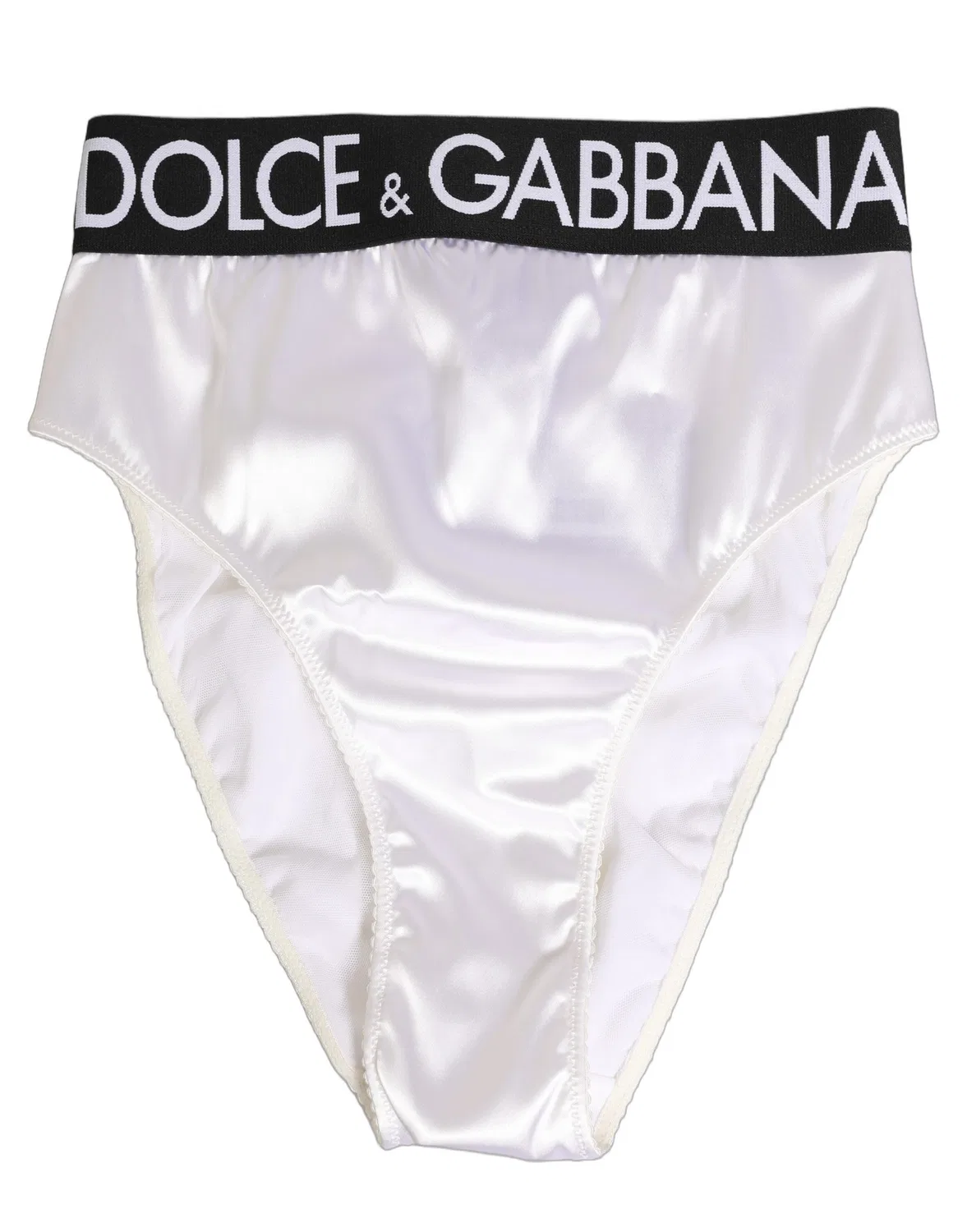 Женские трусы-слипы с высокой посадкой и логотипом Dolce & Gabbana, White — фото 3
