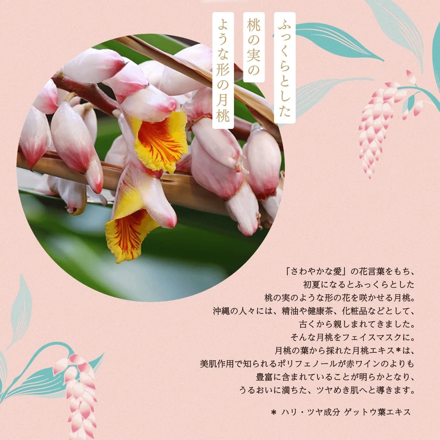Маска для лица Lululun Okinawa, 5 шт., листовая, увлажняющая, аромат лугового персика — фото 4