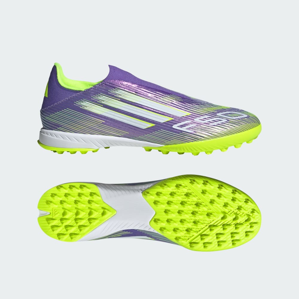 

Бутсы Adidas F50 League Laceless Turf Cleats, цвет Purple Rush/Cloud White/Lucid Lemon