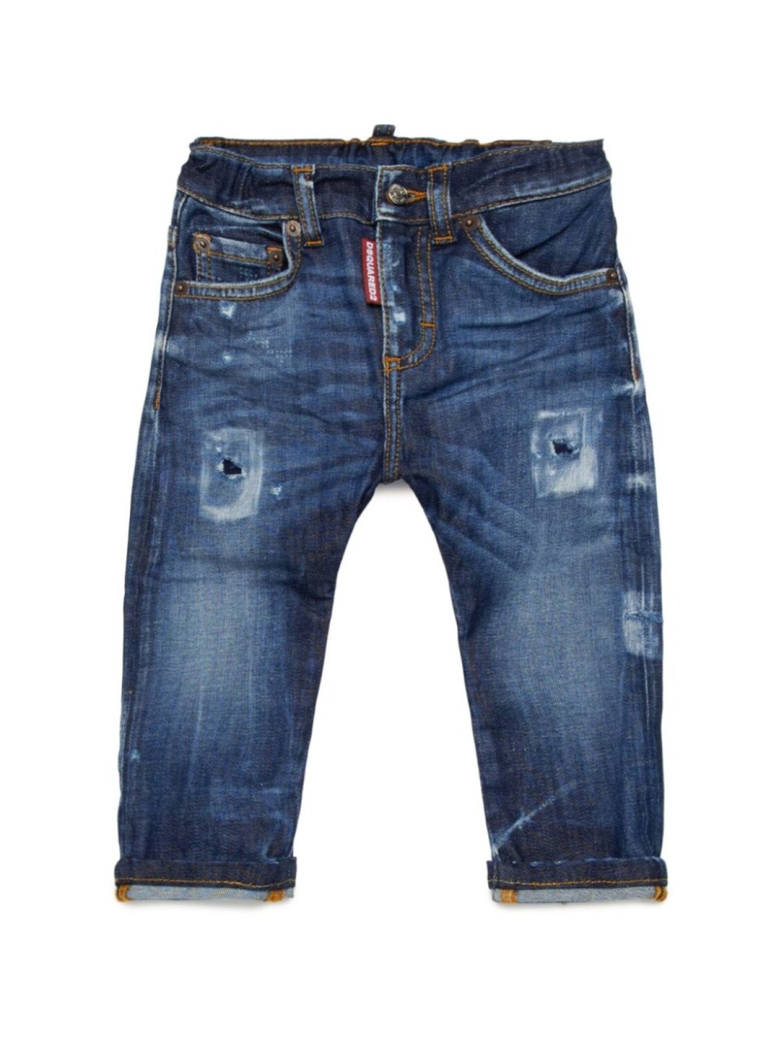 

DSQUARED2 KIDS прямые джинсы с эффектом потертости, синий