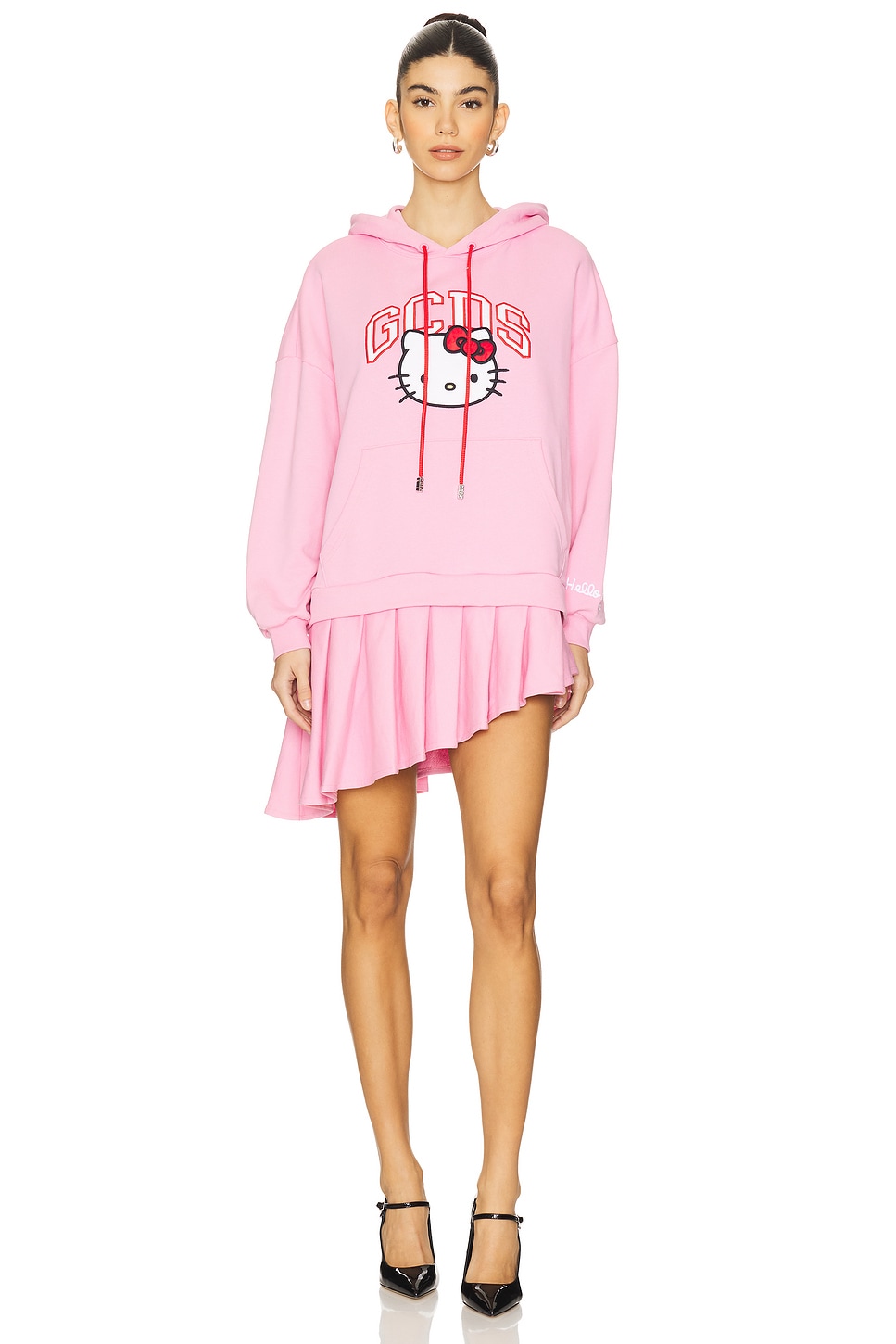

Мини-Платье с капюшоном и логотипом hello kitty Gcds, розовый