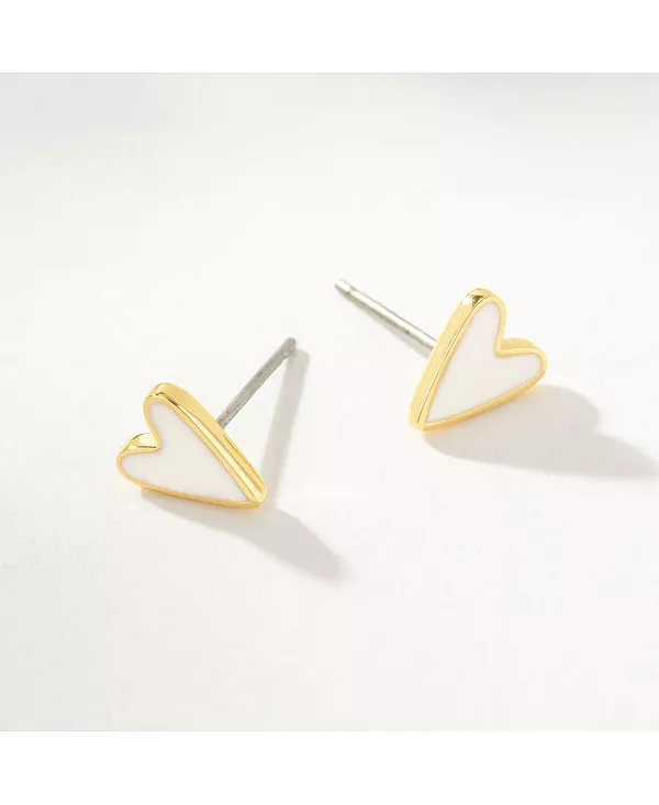 

Серьги-Гвоздики в форме сердца с белой эмалью, позолоченные 14 карат Uncommon James, white