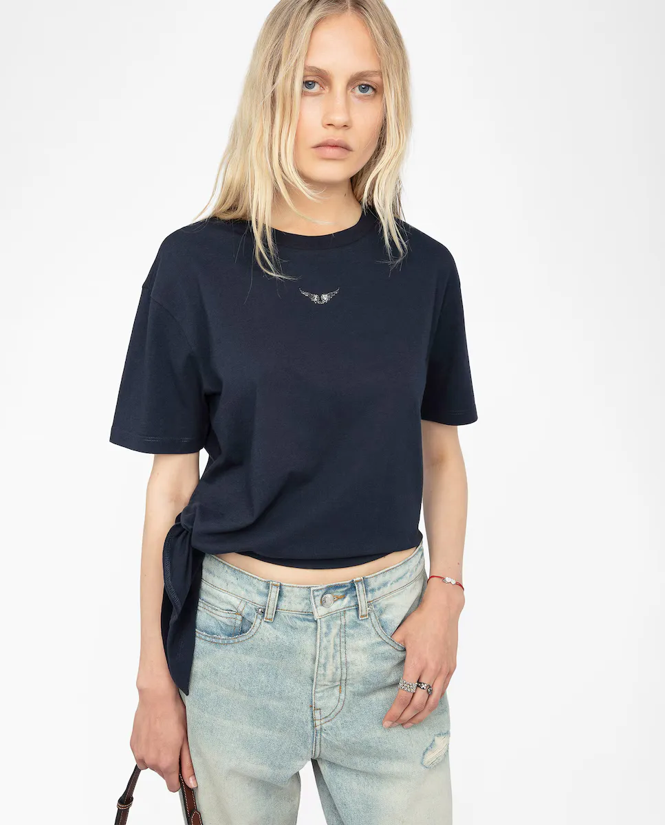 

Женская футболка Edda с коротким рукавом, 100% хлопок Zadig & Voltaire, темно-синий