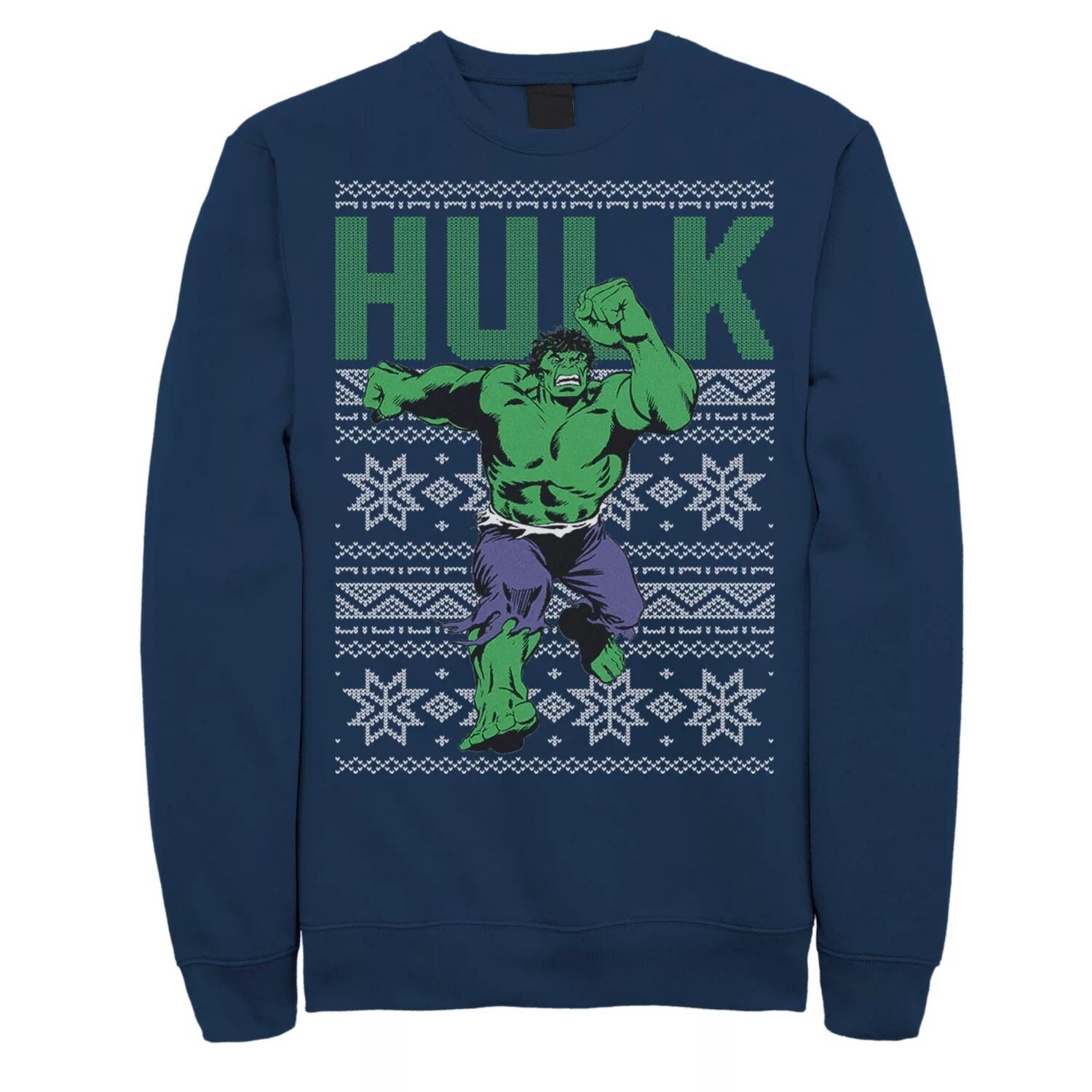 

Мужской флисовый пуловер с рисунком Marvel Hulk в стиле ретро Ugly Christmas