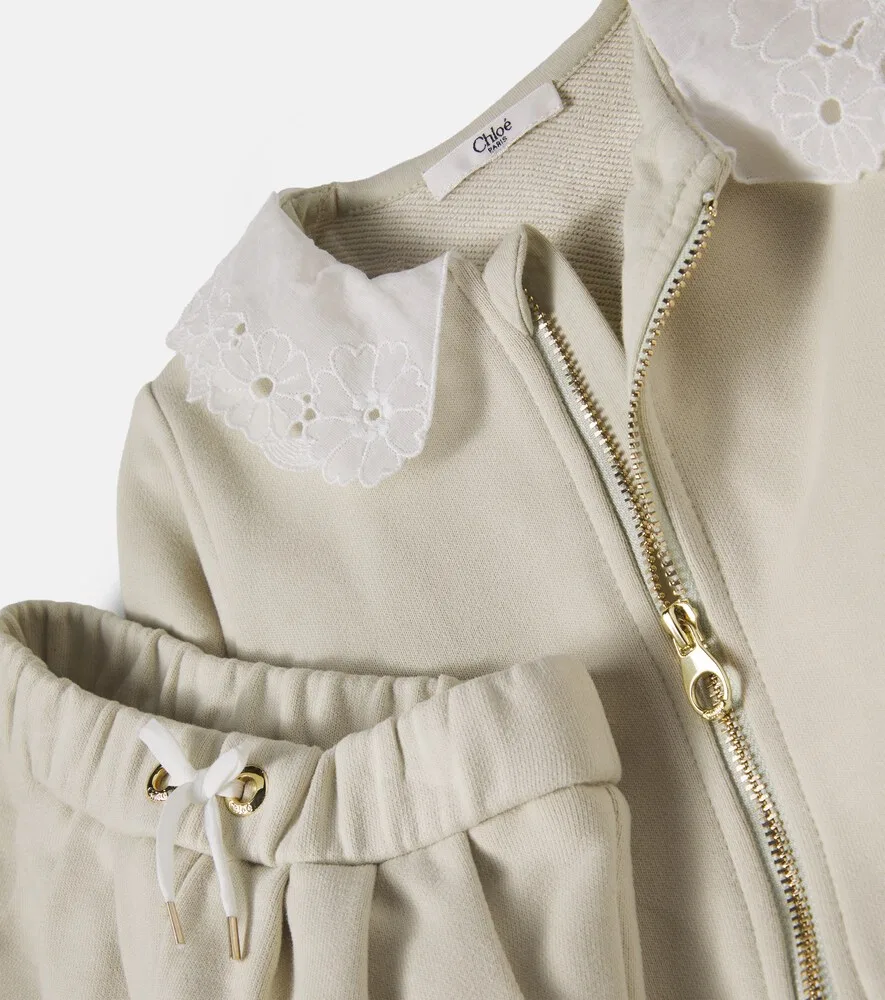 Детский хлопковый комплект: кардиган и штанишки Chloé Kids, желтый — фото 4