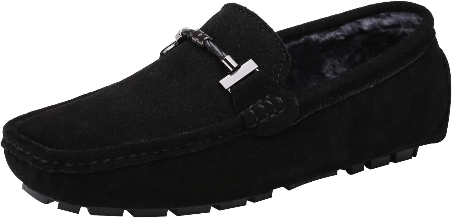 Лоферы мужские замшевые ANUFER Elegant Buckle Loafers, черный плюш